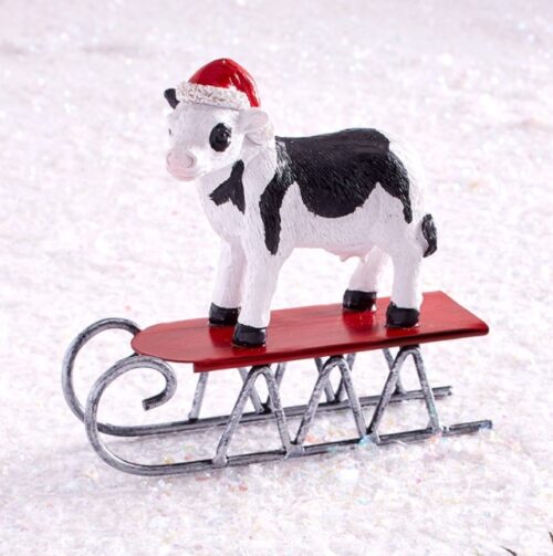 Winter Farm Ceramic Animal Figurine (Cow)