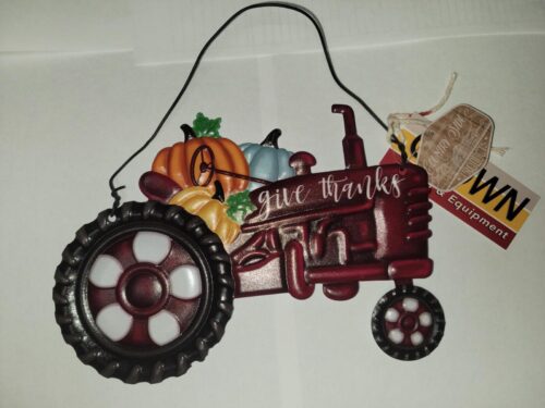 COUNTRY SIDE Wall Plaque Red Tractor (Give Thanks)
