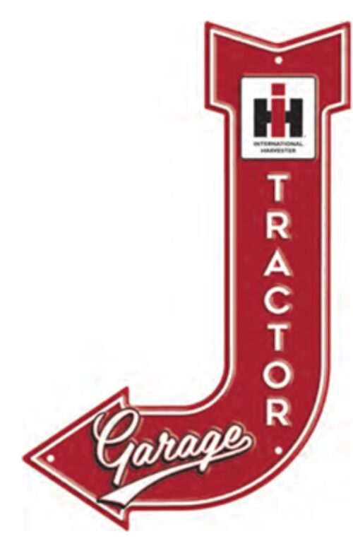 IH Tractor Garage Arrow Tin Sign red