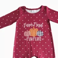 Infant: Baby Girls Farm Fresh Pumpkin Wine Rompers - Image 2
