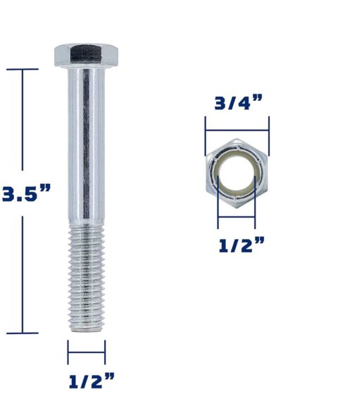 Land Pride Shear Bolts for Rotary Cutters 1/2" x 3-1/2" with Nylock Nuts - 802-264C