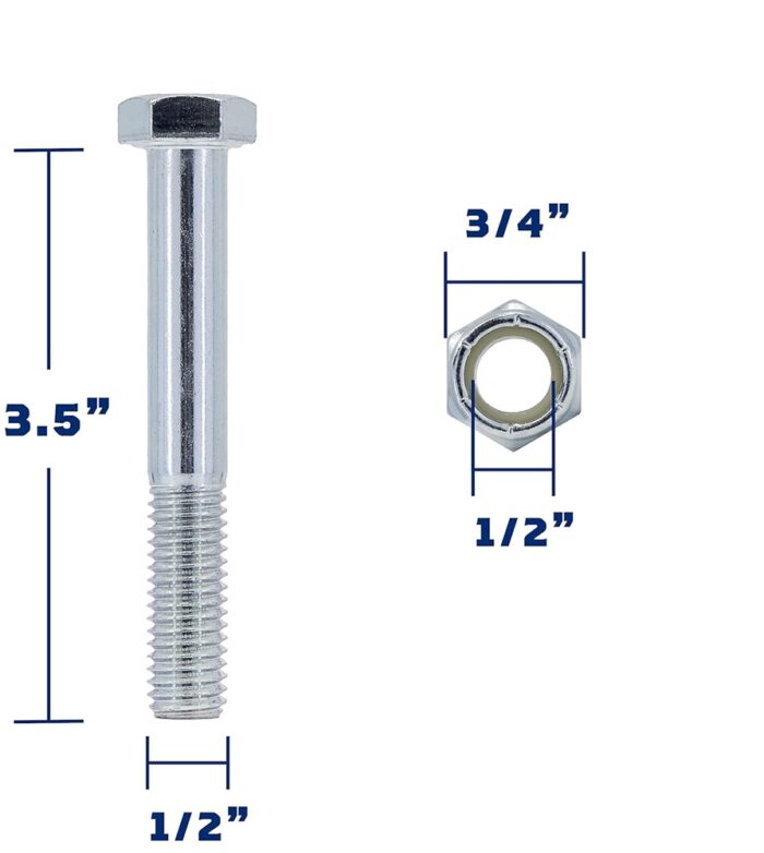 Land Pride Shear Bolts for Rotary Cutters 1/2" x 3-1/2" with Nylock Nuts - 802-264C