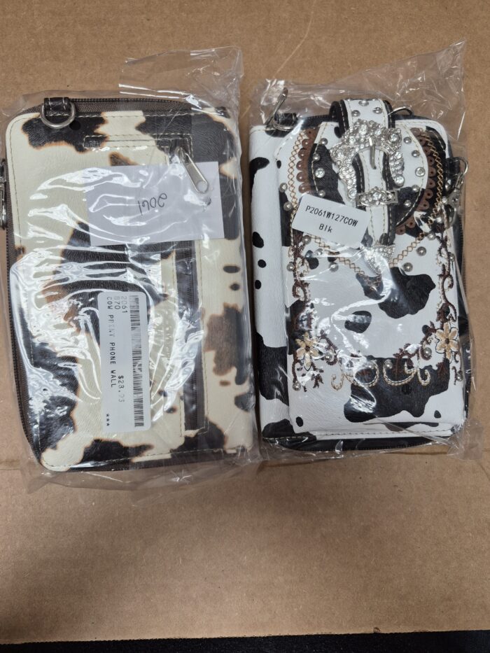 Crown Buckle Cow Print Floral Western Phone Wallet - Image 5