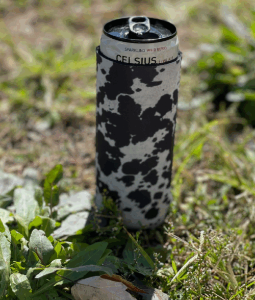 Saddle Up Black Cow Print Tall Coozie 2-Pack