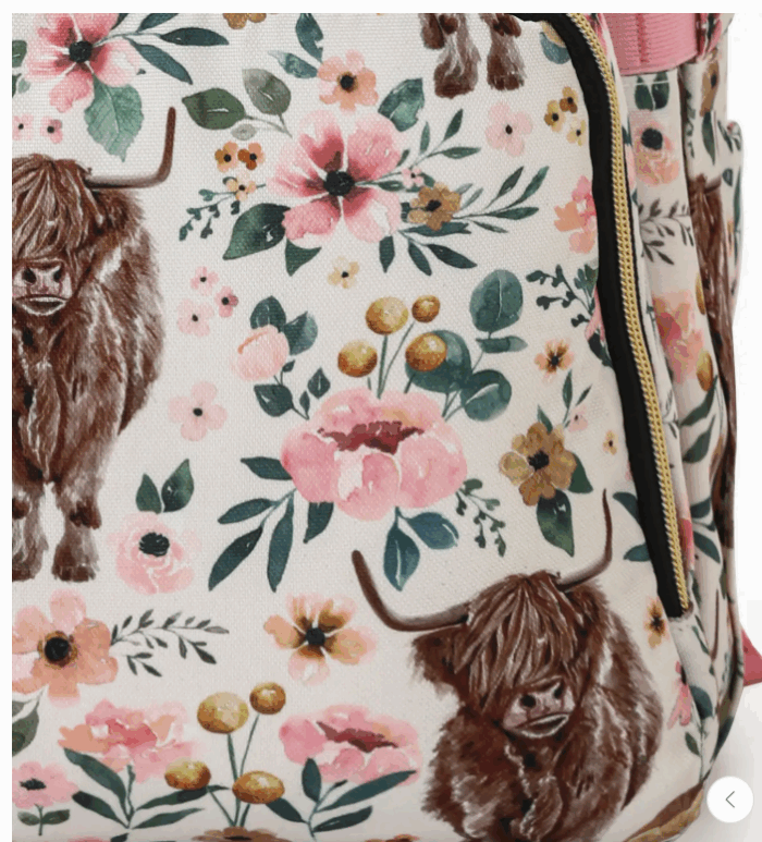 Highland Cow Floral Western Diaper Bag - Image 2