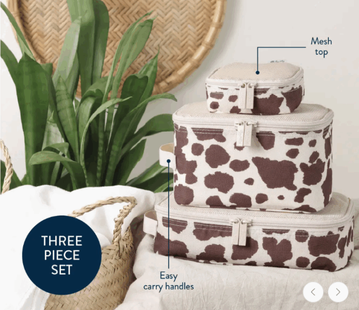 Itzy Ritzy: Giddy Up! Cow Print Pack Like A Boss Packing Cubes - Image 2