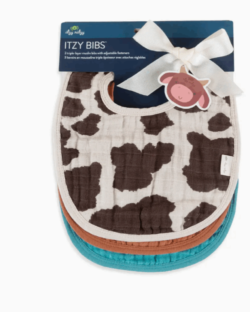 Itzy Ritzy: Giddy Up! Cow Print Itzy Bibs