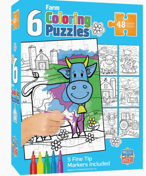 Masterpieces Puzzles: Coloring Puzzles 6-Pack - Farm 48 Piece Puzzles