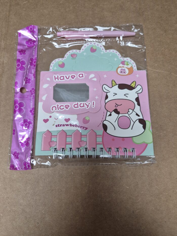 Cow Mini Notepad Diary Notebook with Pen N Mirror - Image 10