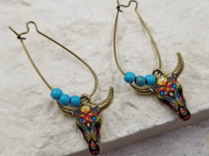 Western Cowboy Turquoise Earrings - Image 2