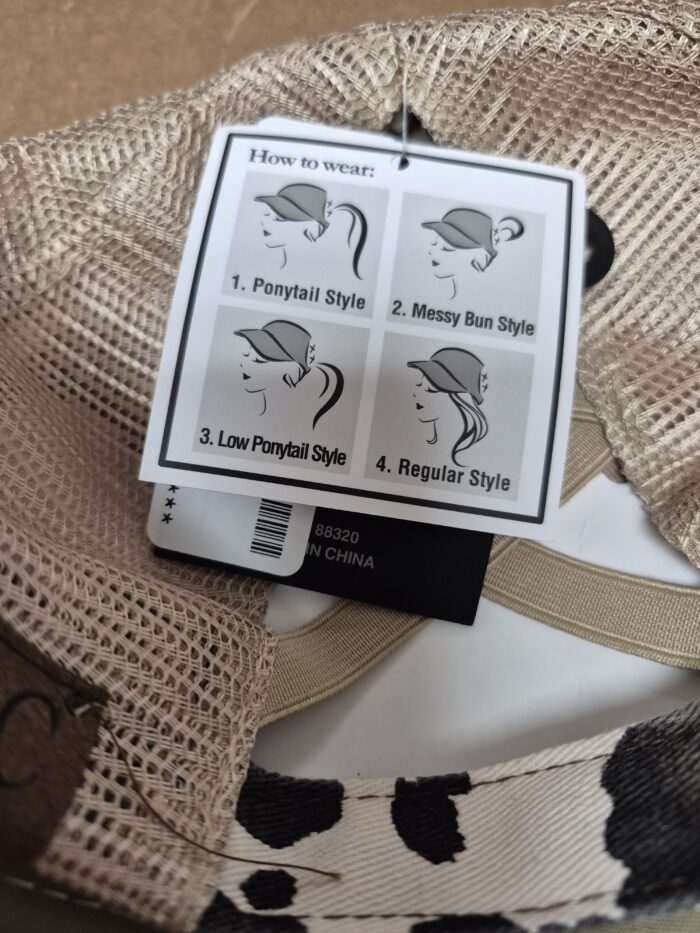 C.C Cow Print Mesh Criss Cross Ponytail Baseball Cap - Image 4