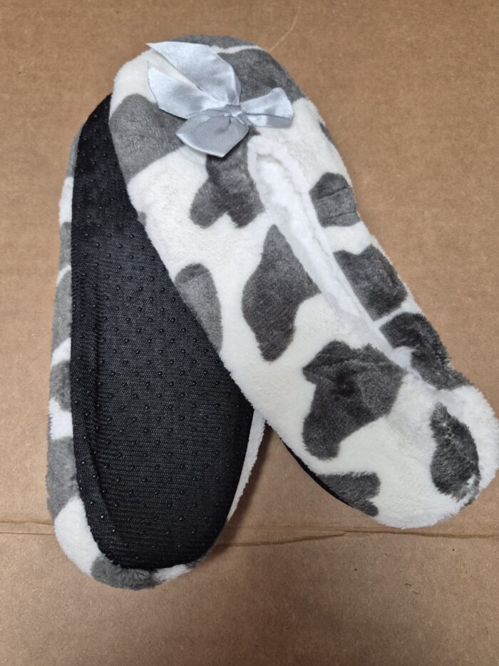 Cow Print Fuzzy Sherpa Fleece Lounge Sock Slippers - Image 9