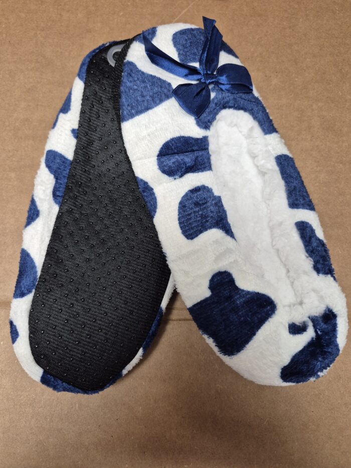 Cow Print Fuzzy Sherpa Fleece Lounge Sock Slippers - Image 7