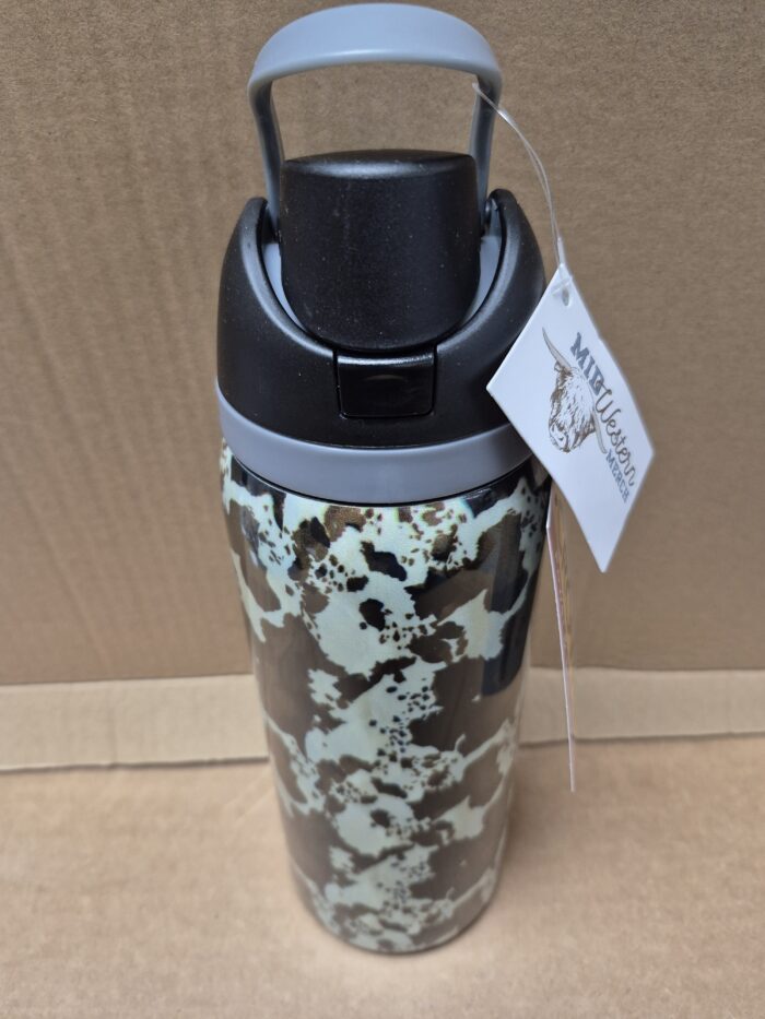 Brown Cowhide Print 32oz Stainless Steel Water Bottle - Image 2