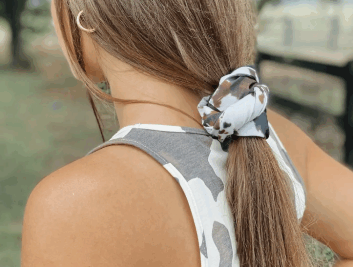 Black or Brown Cowhide Stretchy Headwrap - Image 4