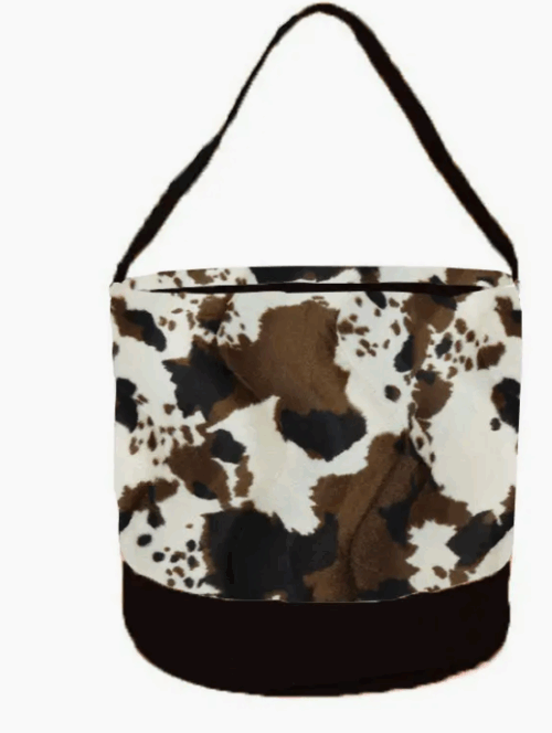 Brown Cowhide Round Storage Bin