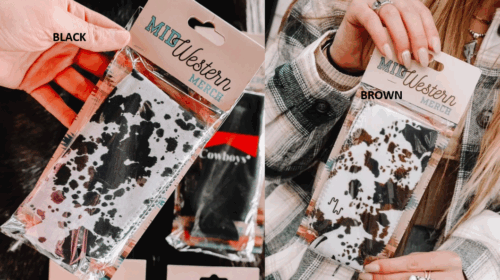 Saddle Up Black Cow Print or Brown Cow Print Tall Coozie 2-Pack