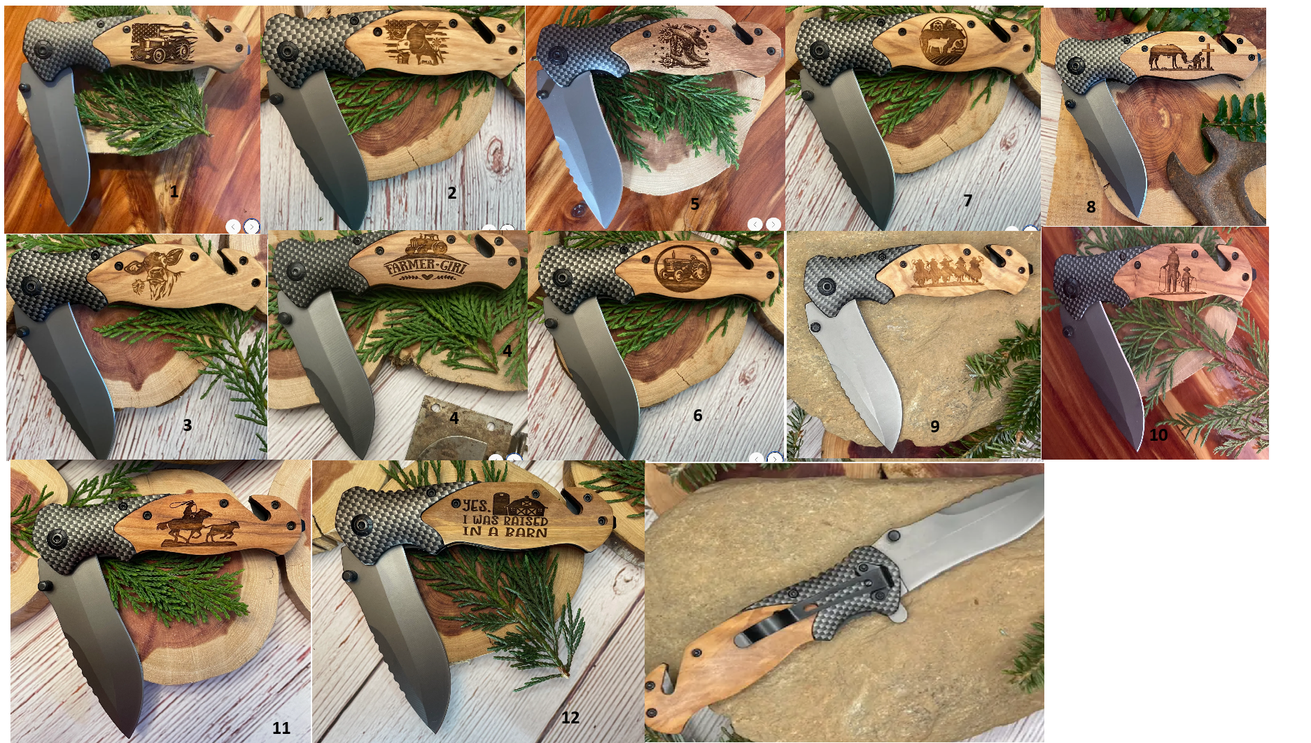 Laser engraved folding tactical knife