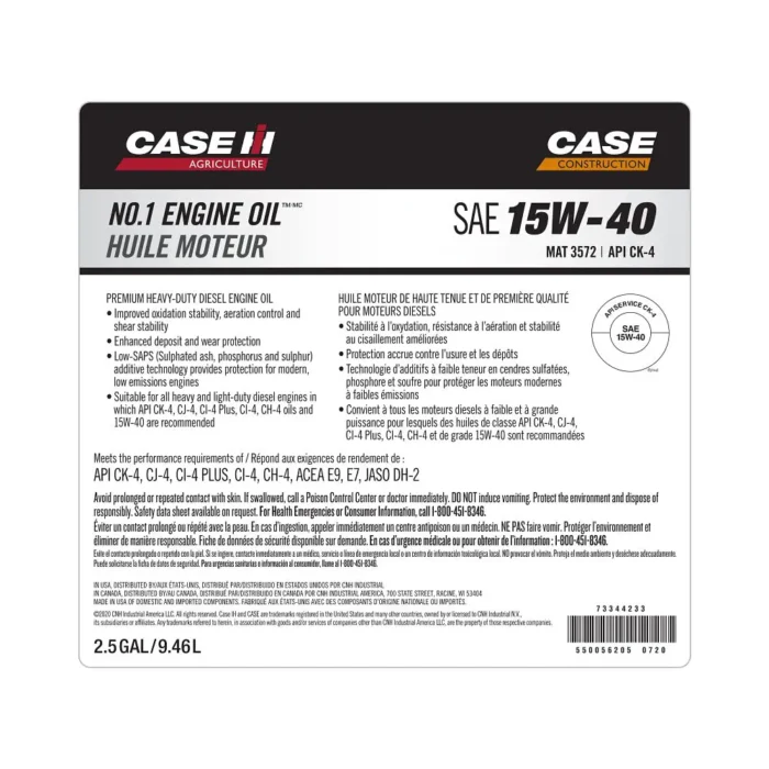 Case 15W-40 CK-4 Engine Oil -73344233 - Image 2