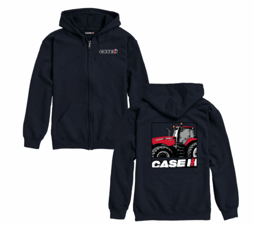 Case IH Logo Stripe Mens Zip Hoodie Navy
