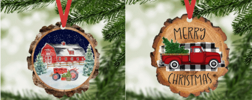 Faux Wood Slice Christmas Ornament