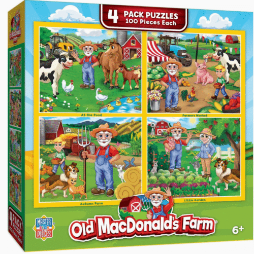 Masterpieces Puzzles: Old Macdonald's Farm 4-Pack 100 Piece Puzzles