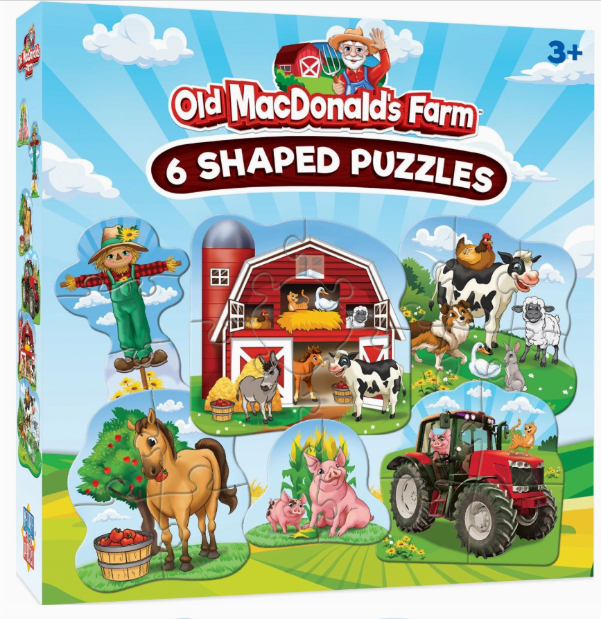Masterpieces Puzzles: Old Macdonald's Farm 6-Pack Mini Shaped Jigsaw Puzzles
