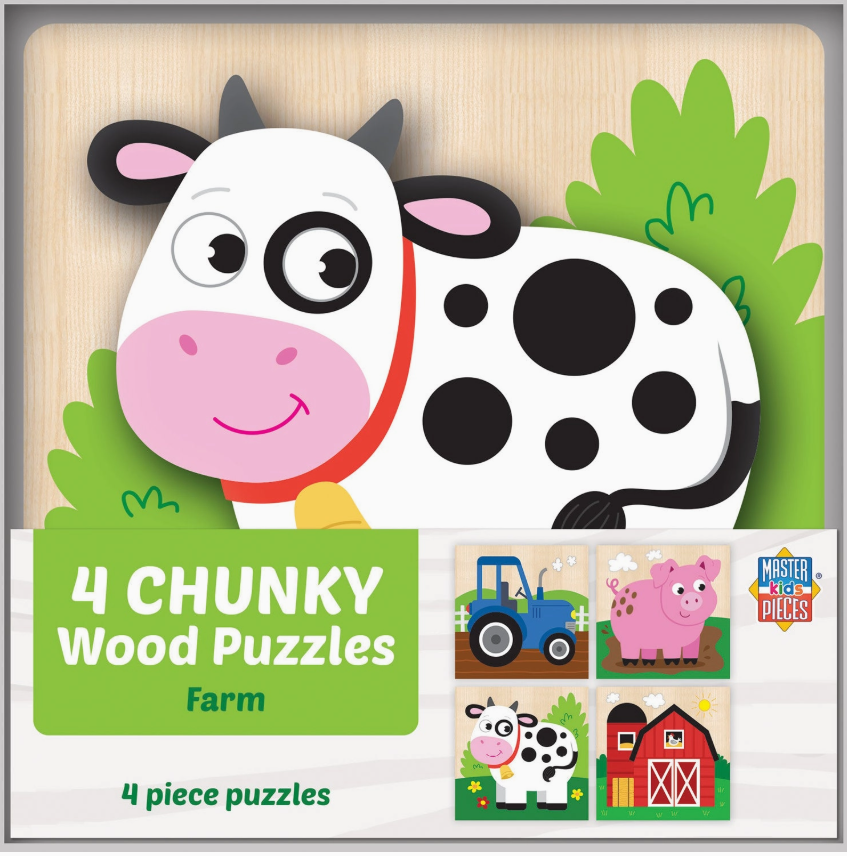 Masterpieces Puzzles: Farm Chunky Wood Puzzles - Kids 4 Pack