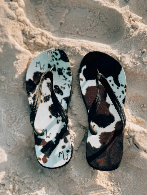Cowhide Print Flip Flops
