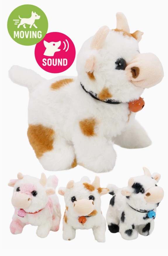 Fuzzy Soft Walking Baby Cow Sounding Toy