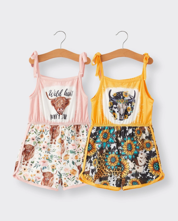 Cow Floral Jumpsuit Two-Piece Set