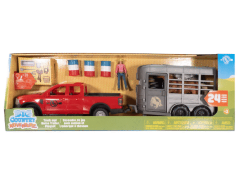 Big Country 1/20 Scale 24-Piece Truck & Horse Trailer Playset